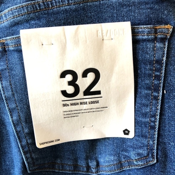 Re/Done Blue High Rise Loose Button Fly in Jetty Jeans 32 - Picture 14 of 15